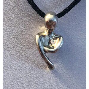 Minas Spiridas for Georg Jensen Sterling Silver Figure Pendant Black Silk Cord